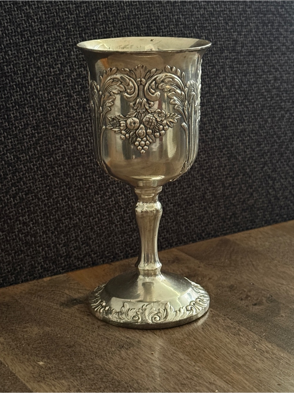 Jewish Kiddush Cup Silver Plated Grape Fruit Judaica Wine Goblet Vintage